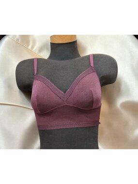 Samantha Chang Soft Burgundy Cup Color Sheer Bra Medium New No Tags !!